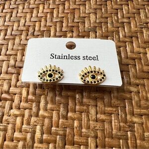 Black + Gold Eye Stud Earrings
